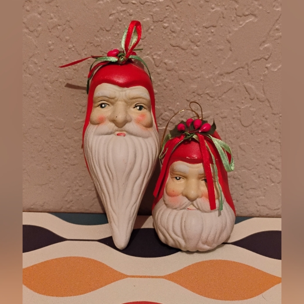 Lot Of 2 Vintage Santa Claus Ornaments Christmas Holiday Classic St. Nick J
